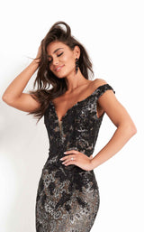 4 of 6 Jovani 06437 Black/Silver