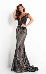 2 of 6 Jovani 06437 Black-Silver