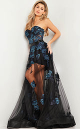 2 of 7 Jovani 37256 Black/Navy