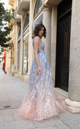 2 of 2 Modessa Couture M19073 Blue/Pink