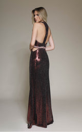 2 of 2 Modessa Couture M19095 Wine-Red