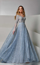 2 of 4 Modessa Couture M20252 Blue-Fog