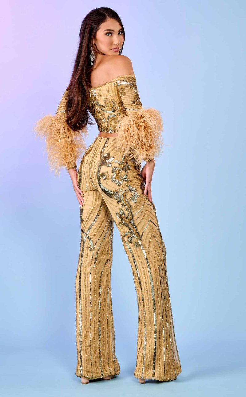 Rachel Allan 70670 Jumpsuit Gold