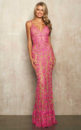 2 of 3 Sherri Hill 54376 Neon-Pink