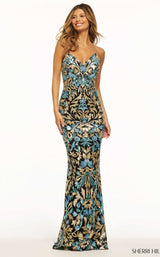 1 of 2 Sherri Hill 56080 Black-Gold-Light-Blue