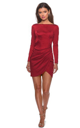 2 of 12 La Femme 28192 Dress Deep Red