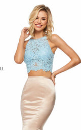 9 of 10 Sherri Hill 52851 Light Blue/Nude