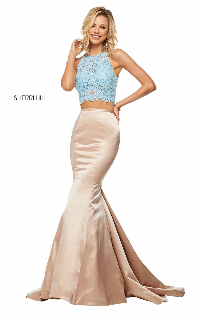 Sherri Hill 52851 Light Blue/Nude