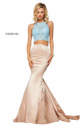 1 of 10 Sherri Hill 52851 Light Blue/Nude