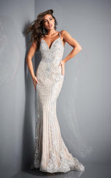 5 of 16 Jovani 05752 Dress Silver-Nude