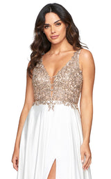 6 of 9 Faviana 10407 Dress Ivory-Gold