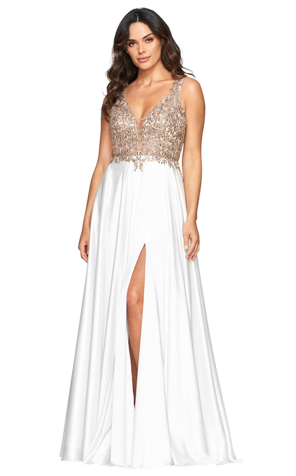 Faviana 10407 Dress Ivory-Gold