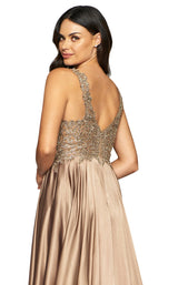 9 of 9 Faviana 10407 Dress Mocha-Gold