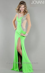 2 of 8 Jovani 4515 Green/Nude