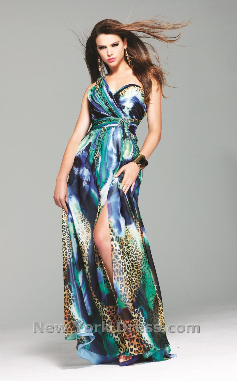 Faviana S6980 Navy/Green Print