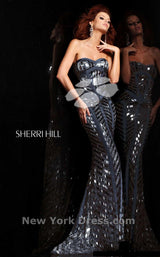 2 of 4 Sherri Hill 2813 Navy/Gun Metal