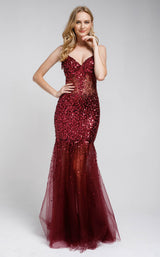 1 of 4 Glitz and Glam GG259 Dress Burgundy