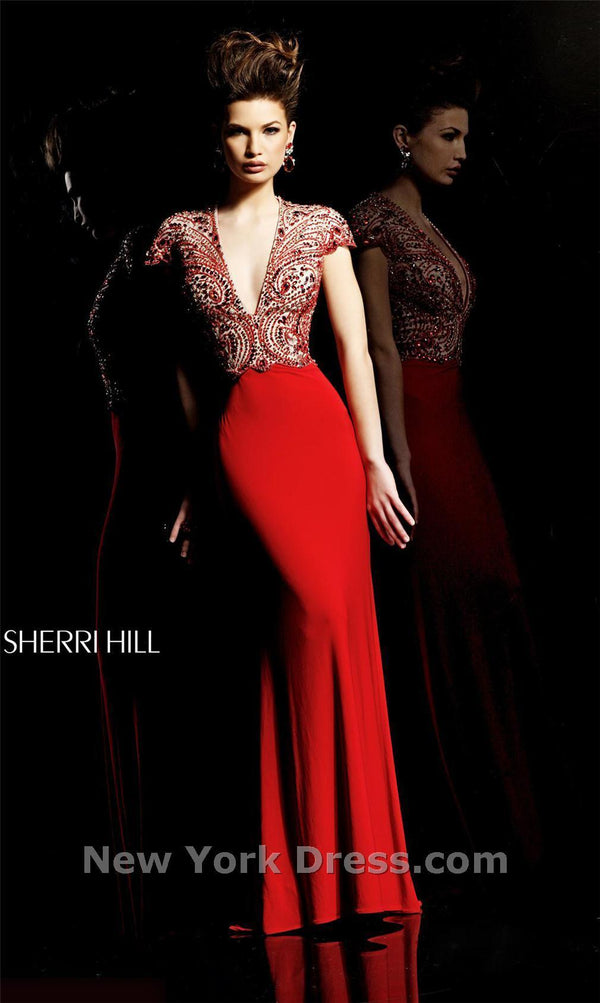 Sherri Hill 2960 Red/Nude