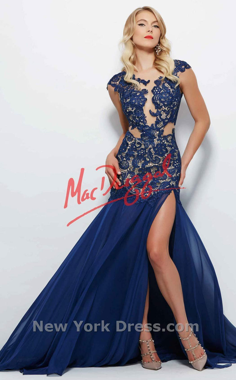 Mac Duggal 61041R Sapphire/Nude