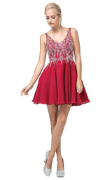 1 of 2 Dancing Queen 3129 Dress Burgundy