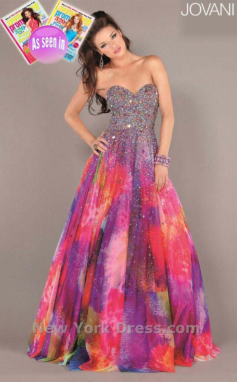 Jovani 6757 Fuchsia Print