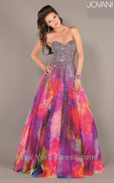 4 of 4 Jovani 6757 Fuchsia Print