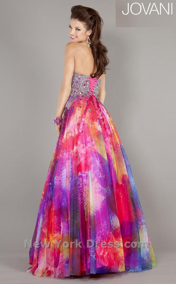 Jovani 6757 Fuchsia Print