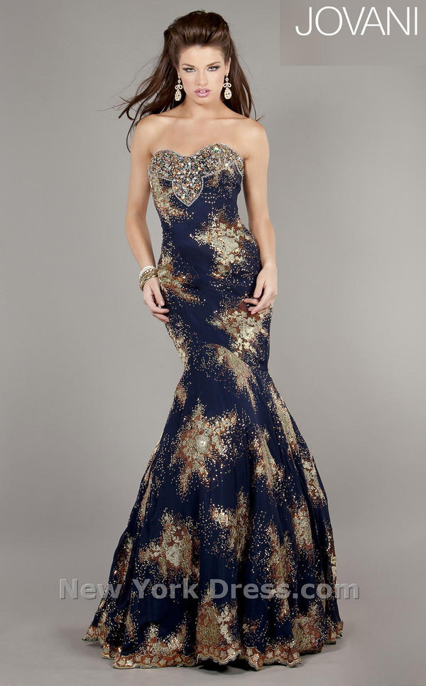 Jovani 5891 Navy/Gold