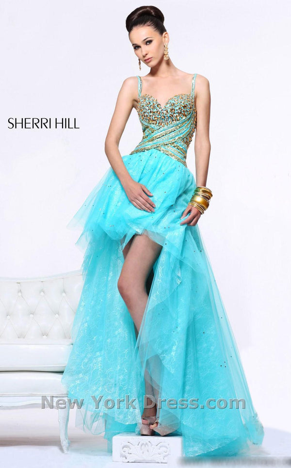 Sherri Hill 21168 Aqua/Gold