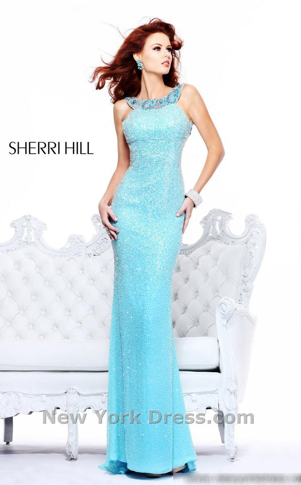 Sherri Hill 1554 Aqua/Silver