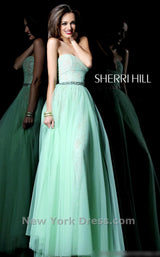 2 of 2 Sherri Hill 1579 Green/Nude