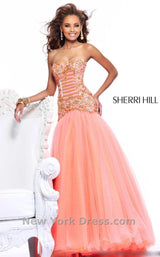 2 of 2 Sherri Hill 2983 Coral/Gold