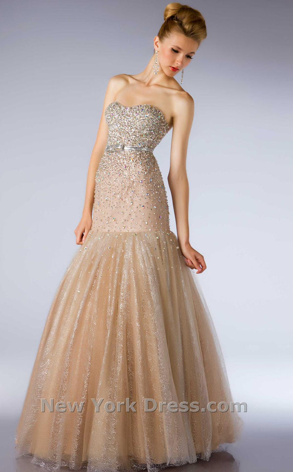 Mac Duggal 61195H Nude/Silver