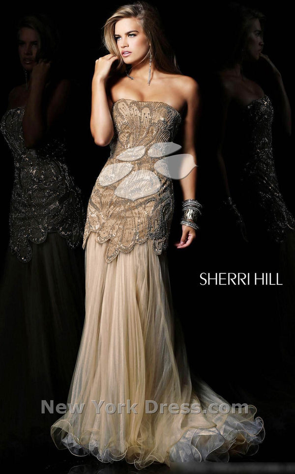 Sherri Hill 21096 Nude/Silver