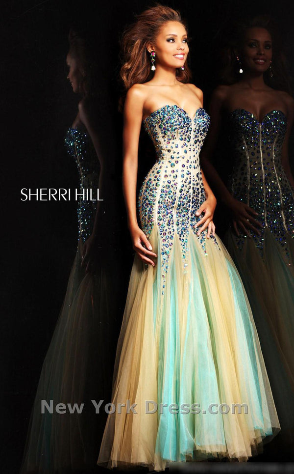 Sherri Hill 21108 Nude/Aqua