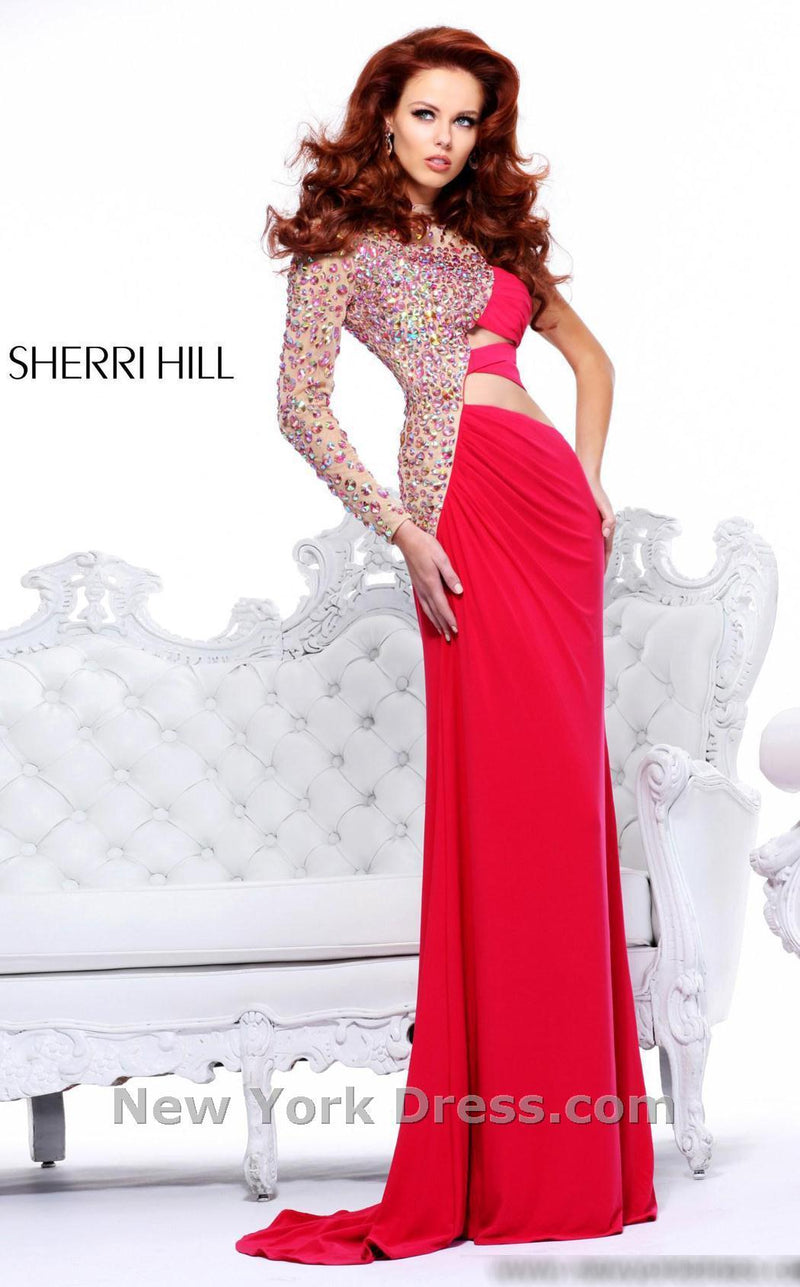 Sherri Hill 21002 Fuchsia/Nude