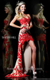 3 of 4 Sherri Hill 21016 Red/Nude