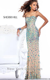 1 of 3 Sherri Hill 21079 Nude/Aqua