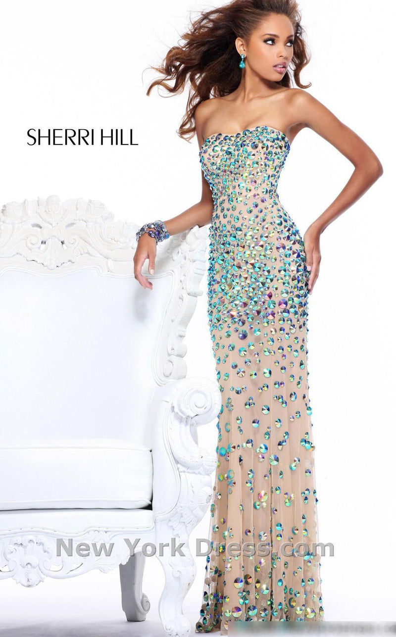 Sherri Hill 21079 Nude/Aqua