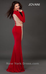 4 of 8 Jovani 74270 Red/Nude