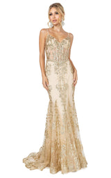 1 of 10 Dancing Queen 4118 Dress Gold