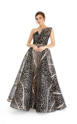 1 of 3 In Couture 4495 Dress Black-Gold