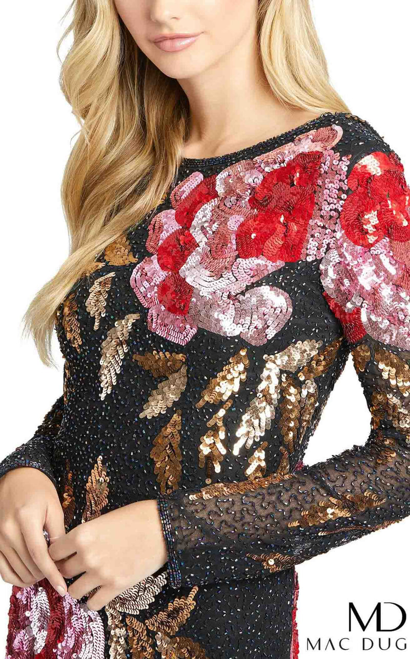 Mac Duggal 4566D Dress Black-Rose-Multi