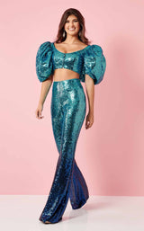 1 of 6 Rachel Allan 50219 Turquoise Ombre