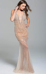 2 of 3 Jovani 51272bg Nude-Silver