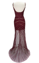 7 of 10 Paul Rekhi 5246 Dress Burgundy