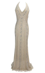 1 of 6 Paul Rekhi 5265 Dress Nude-Silver