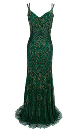 1 of 6 Paul Rekhi 5266 Dress Jewel-Green