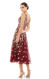 3 of 6 Mac Duggal 5527 Dress Burgundy-Multi