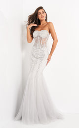 4 of 15 Jovani 5908 Clear-Silver